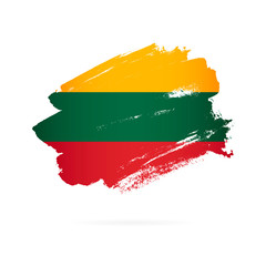 Lithuanian flag. Vector illustration on white background. - obrazy, fototapety, plakaty