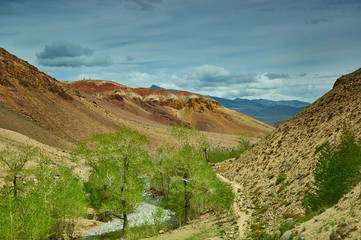 Red mountains in Kyzyl-Chin valley
