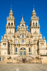 Fototapeta na wymiar View at the Glory Portal of Cathedral in Santiago de Compostela - Spain