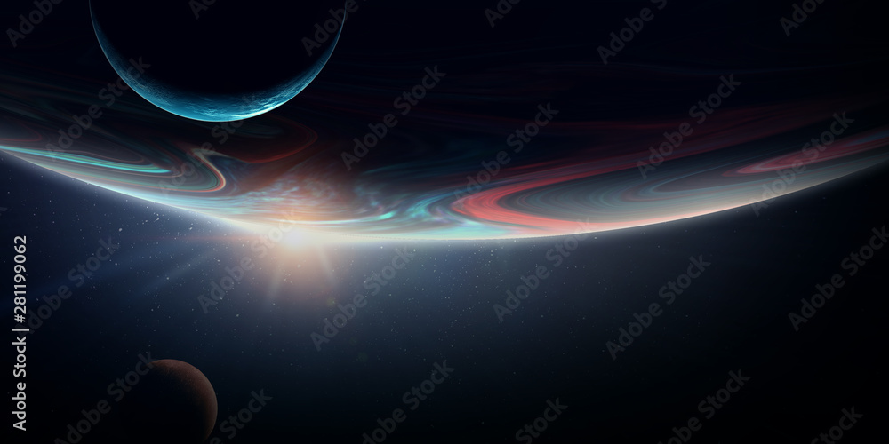 Wall mural abstract planets and space background