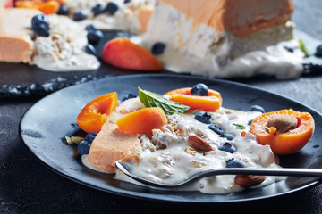 Italian summer dessert, Semifreddo on a plate