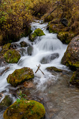 Fototapeta na wymiar waterfall autumn in the mountains. long exposure