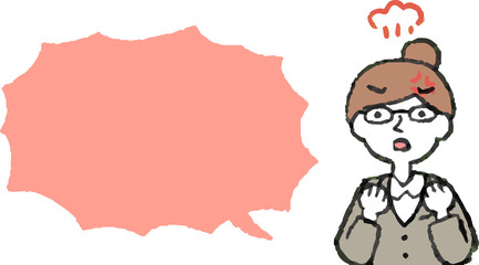 illustration of Upper body of Business woman face and pose with Speech Balloon