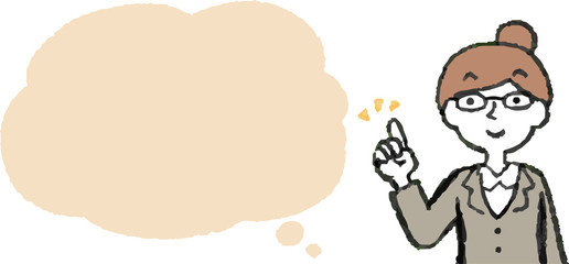 illustration of Upper body of Business woman face and pose with Speech Balloon