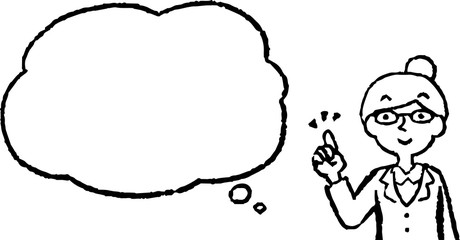 illustration of Upper body of Business woman face and pose with Speech Balloon