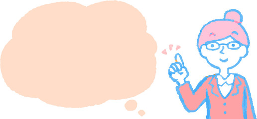 illustration of Upper body of Business woman face and pose with Speech Balloon
