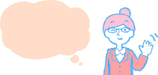 illustration of Upper body of Business woman face and pose with Speech Balloon