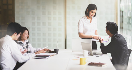 Fototapeta premium Successful startup team planing their next project together