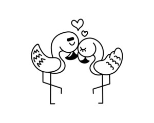 cute hand drawn lover flamingo 