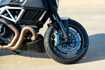 Wheel Of Motorcycle Or Scooter Or Moped. Brake System And Spare Parts For Bike