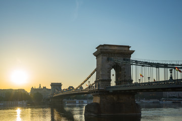 Fototapeta premium Budapest cityscape with Chain Bridge and Danube River in Hungary