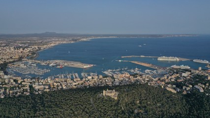 famous places, Mallorca, island,  antique buldings, ancient architecture, aerial photography, drone,