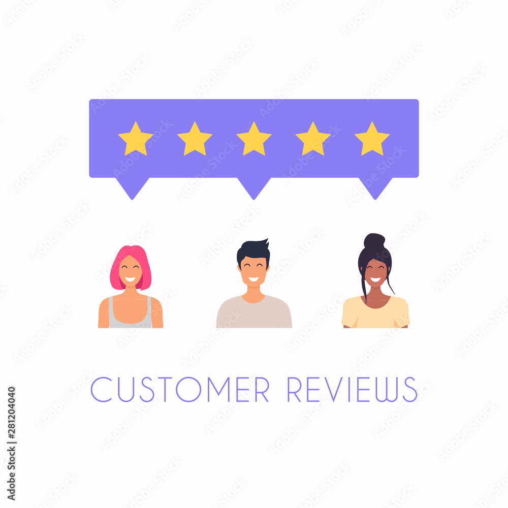 Poster concept of feedback, testimonials messages and notifications. rating on customer service illustratio