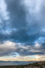 A dramatic sky higlighting the beauty of mono lake, California.