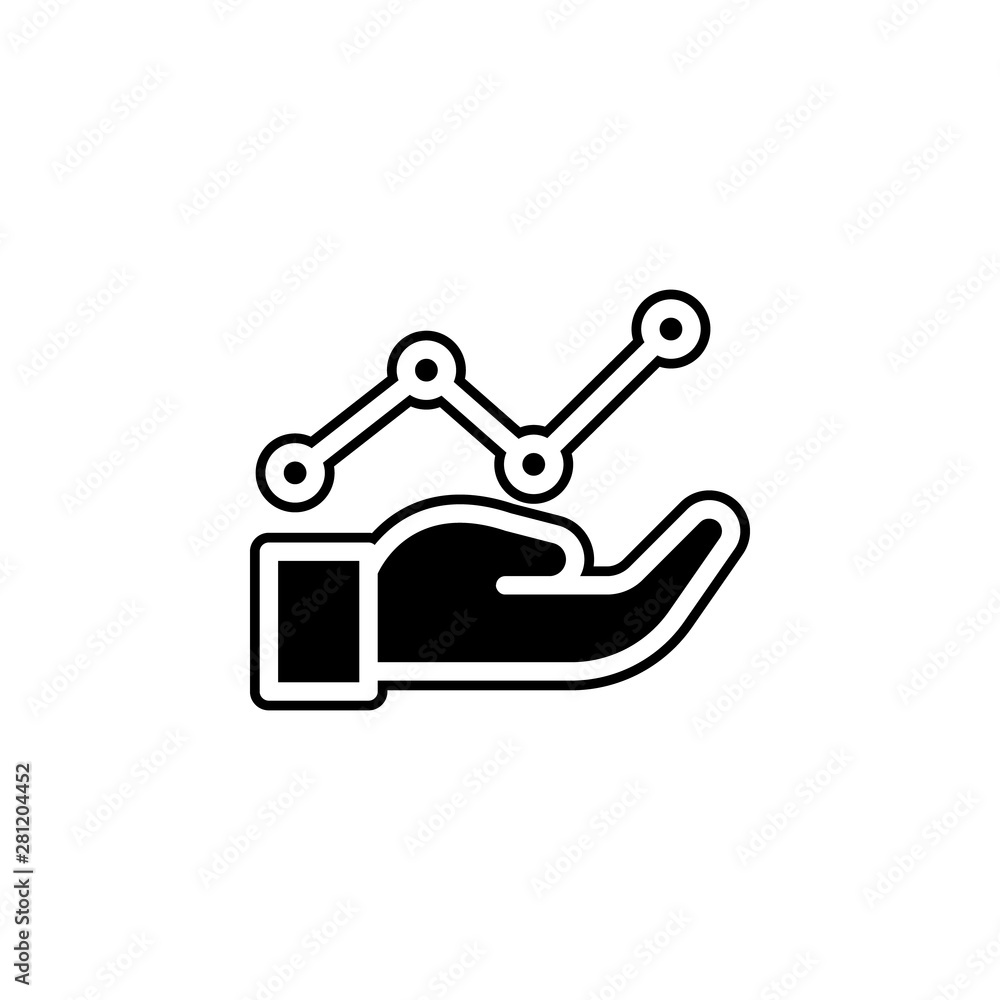 Poster analystics, stats, arm, save icon. simple glyph, flat vector of project management icons for ui and 