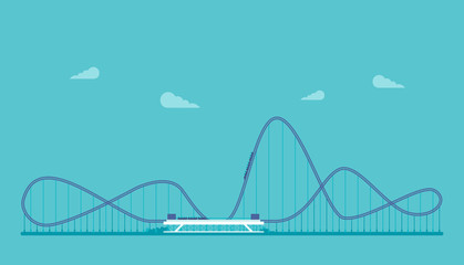 Roller coaster in the flat style vector