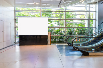 Blank advertising board on the wall