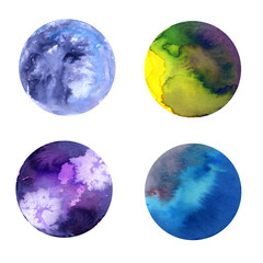 set of watercolour globes