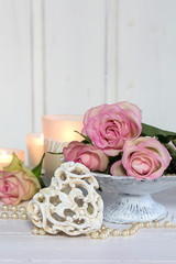 Romantic Roses Still Life With Heart