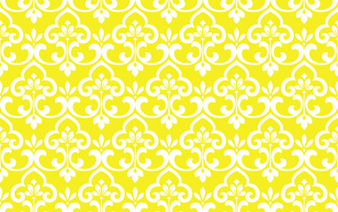 Flower geometric pattern. Seamless vector background. White and yellow ornament