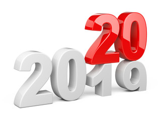 2019 2020 change concept. Represents the new year white and red symbol.