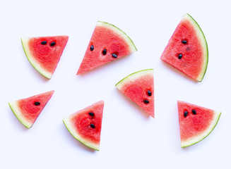 Watermelon sliced on white background.