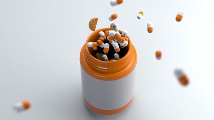 orange Vitamin C pills supplements