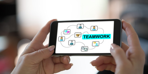 Teamwork concept on a smartphone