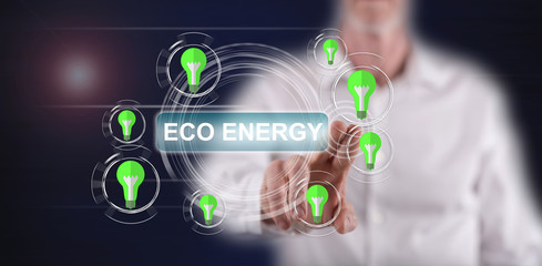 Man touching an eco energy concept