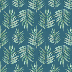 Fototapeta na wymiar .Watercolor illustration. Tropical plant pattern