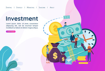 The concept of Investment. Investment in business development. Develop strategies to increase profits.Vector illustration in flat style.