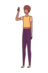 young woman standing on white background