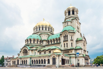 Fototapeta na wymiar SOFIA, BULGARIA - 24 May 2018: St. Alexander Nevsky Cathedral is a Bulgarian Orthodox cathedral in Sofia