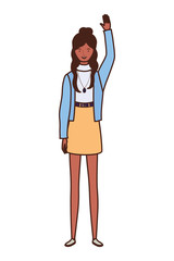 young woman standing on white background