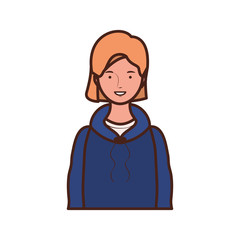 young woman on white background