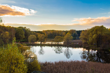 Sunset in the Serebryanny Bor nature reserve