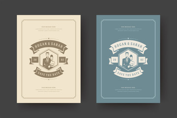 Wedding save the date invitation card vector illustration.