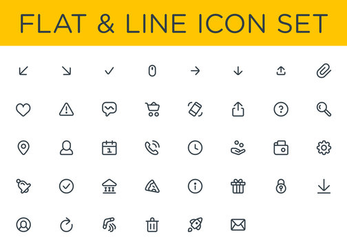 Isolated Flat And Line icon set, Emoticon, Vector Icon, Pictogram - Vector	