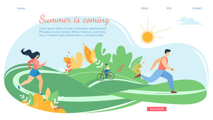 Fototapeta premium People in Various Outdoor Summertime Activity