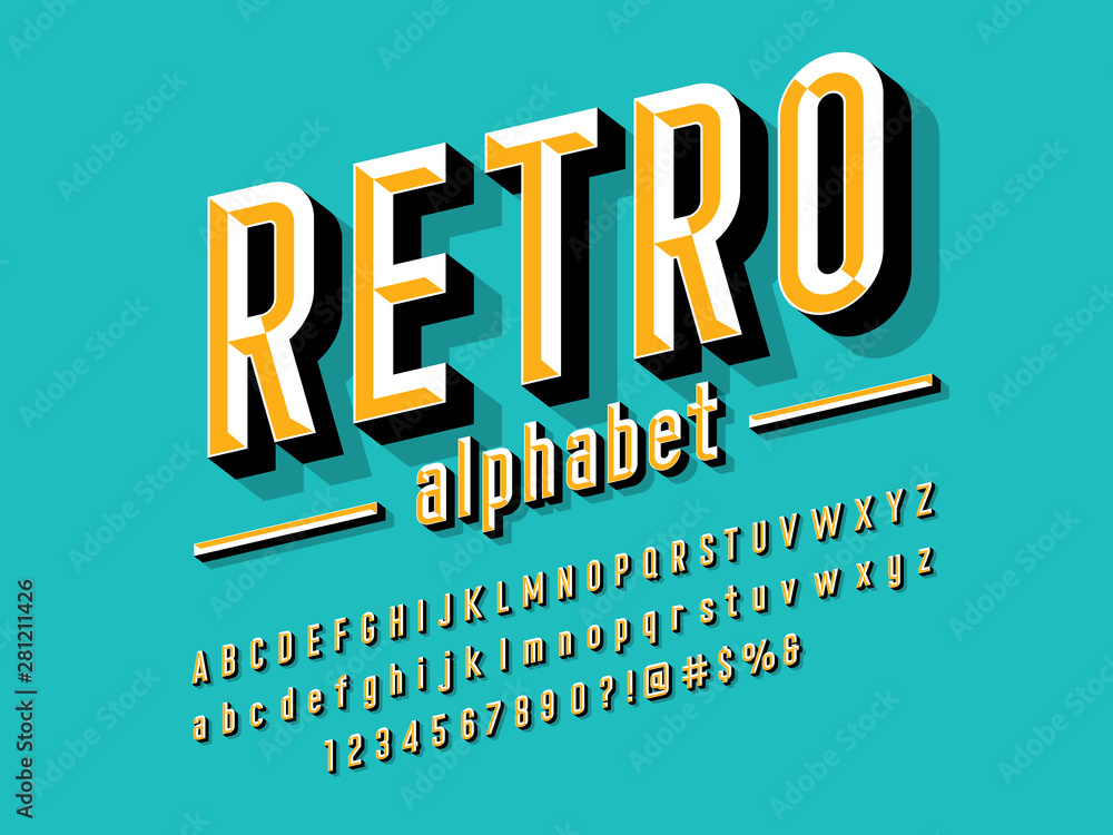 Poster chisel style alphabet design with uppercase, lowercase, number and symbols