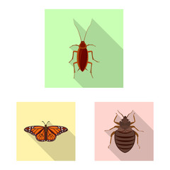 Vector illustration of insect and fly icon. Collection of insect and element vector icon for stock.