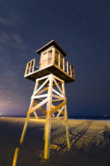 El Palmar beach under a sky full of stars, at Vejer de la Frontera at Cadiz region, Andalucia,...