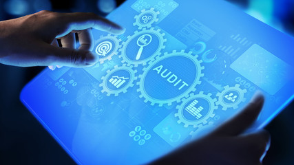 Audit - official financial examination for business as concept on virtual screen.