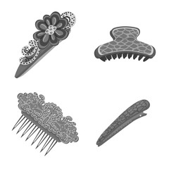 Vector design of hairdressing and hairclip sign. Collection of hairdressing and fashion stock symbol for web.
