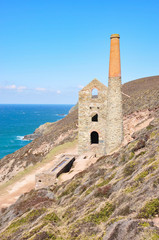 abandoned tin mine on south west footpath, North Cornwall Coast