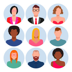 Diverse people avatar set