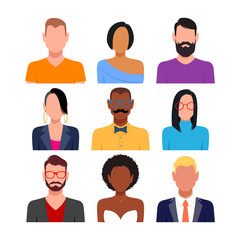 Diverse people avatar set