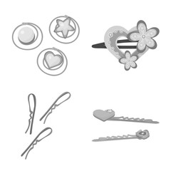 Vector illustration of hairdressing and hairclip logo. Collection of hairdressing and fashion vector icon for stock.