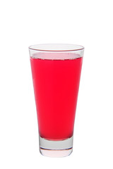 Glass of cranberry juice isolated on white