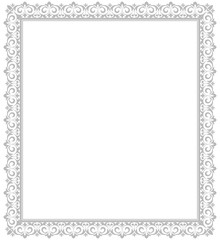 Decorative frame Elegant vector element for design in Eastern style, place for text. Floral grey border. Lace illustration for invitations and greeting cards